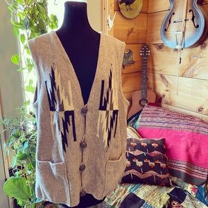 Chimayo Ortega’s woven wool blanket vest. 46